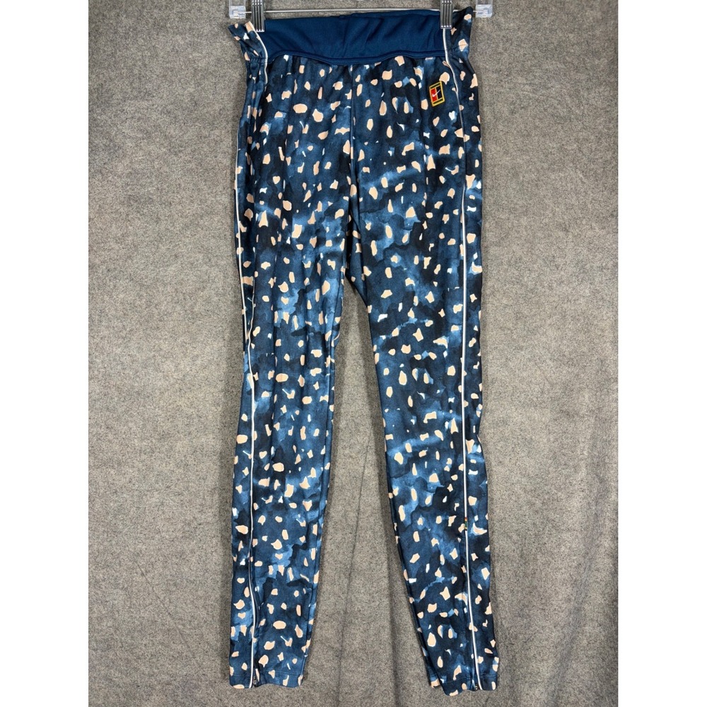 Nike Court Dri-FIT Tennis Pants Blue Abstract Print Ankle Zip CU0678-432 XS